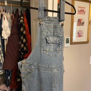 Light Blue Denim Wide Leg Overalls